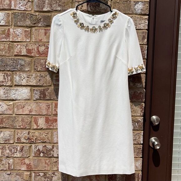 Eliza J White Jewel Knee Length Dress 8 - Picture 1 of 5